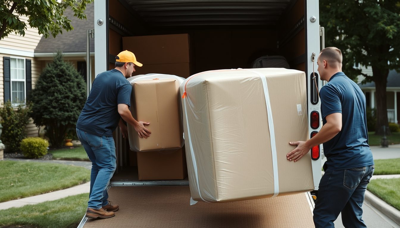 Family Movers Pro - moving truck and wrapped furniture in Anderson
